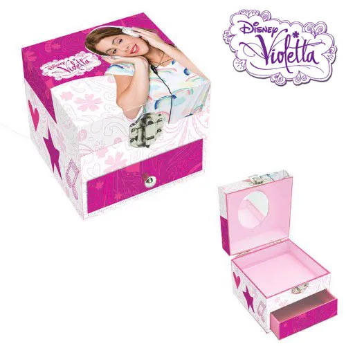 Scatola Portagioie Porta Oggetti Forma Cubo Con Cassetto Disney Violetta