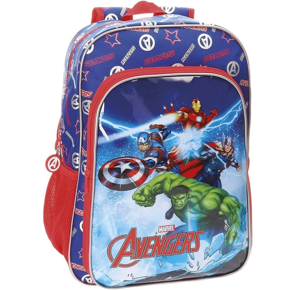 Zaino Scuola Avengers 38 Cm Zaino Elementari Bambini Marvel Blu Rosso