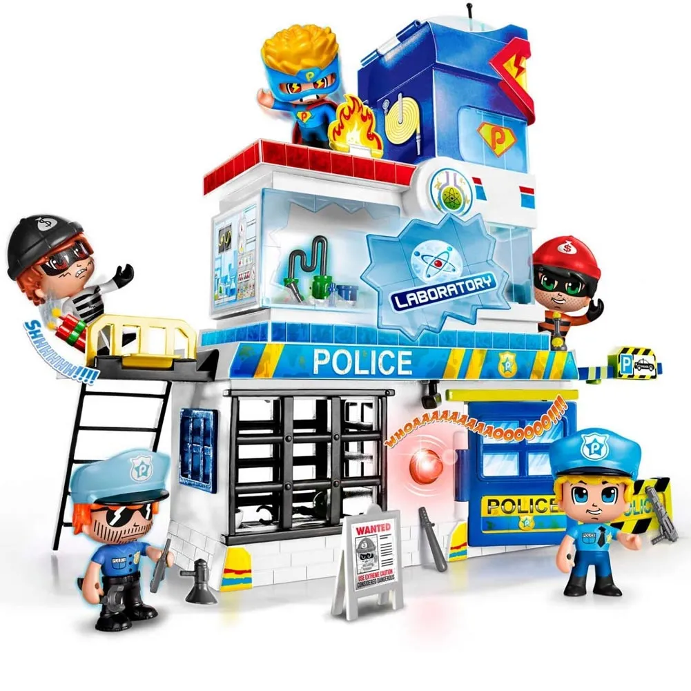 Pinypon Playset Stazione Polizia Giocattolo Bambini con 2 Bamboline e Accessori