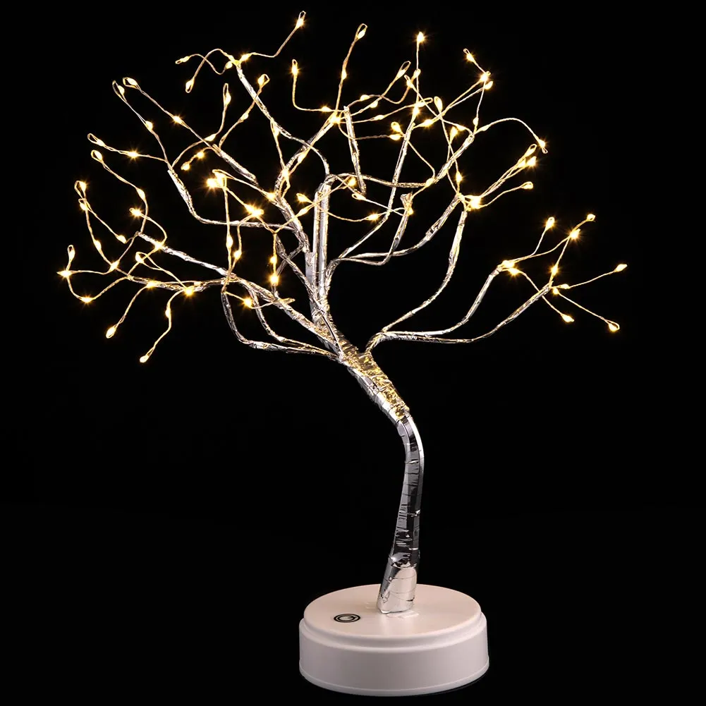 Lampada Tavolo Albero Bonsai 108 LED Luce Bianco Caldo Lume USB e Batteria