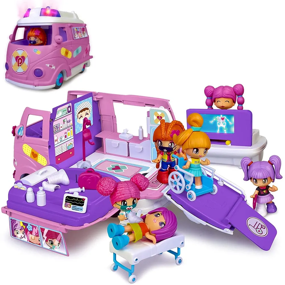 Pinypon Playset Ambulanza di Emergenza Giocattolo Bambini con Accessori Gioco