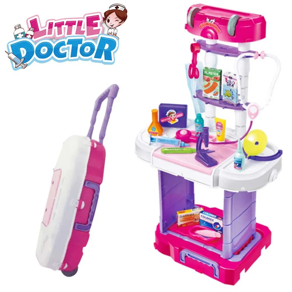 Set Dottoressa Giocattolo Bambini Richiudibile in Trolley Stetoscopio Luci Suoni