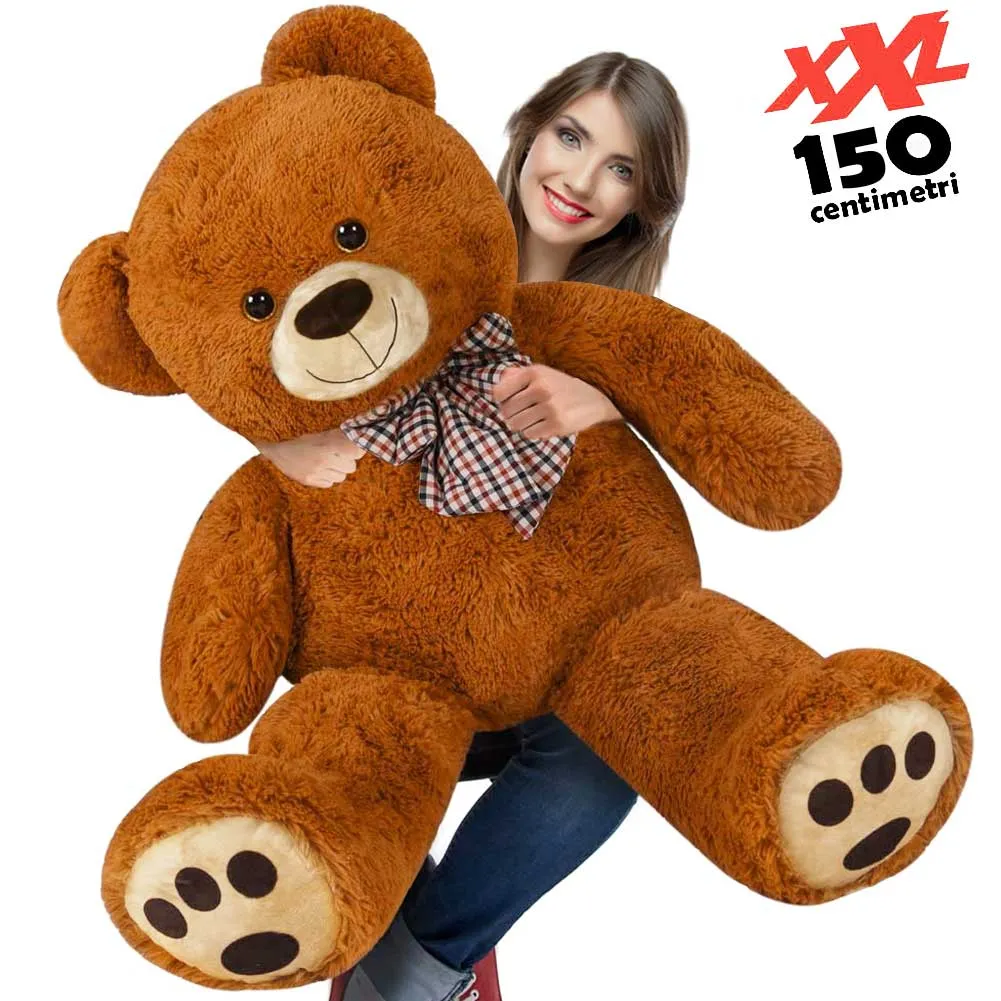 Peluche Orso Gigante XXL Alto 150cm Pupazzo Bambini Orsacchiotto Morbido Marrone