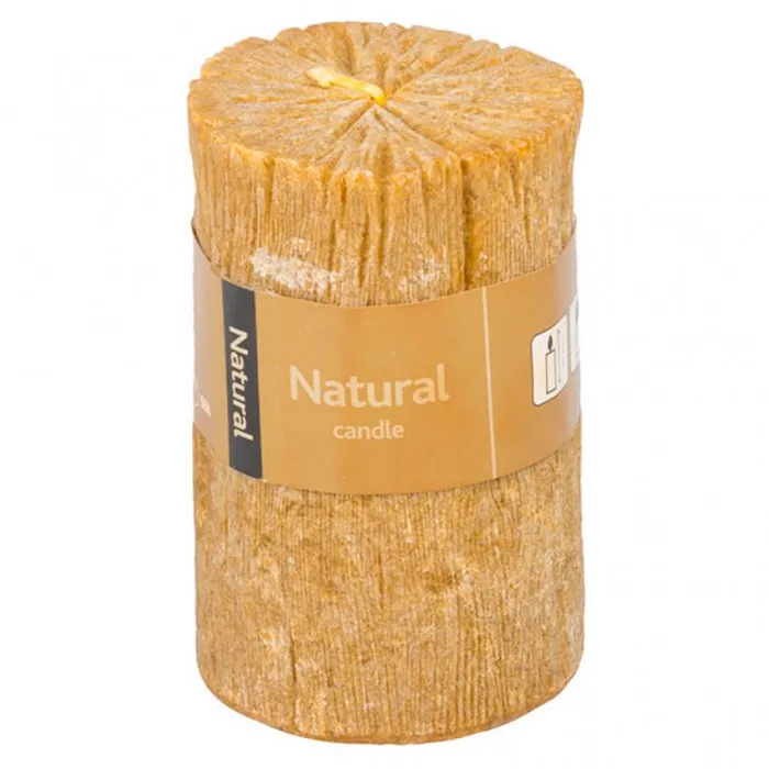 Candela Cera Naturale Candle Pillar 8x12,5cm 588gr con Stoppino