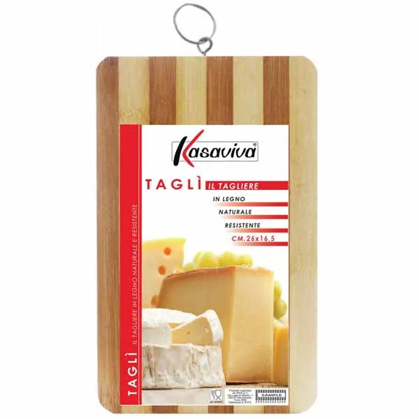 Tagliere In Legno Naturale Resistente Per Alimenti Cucina Casa 26x16,5 Kasaviva