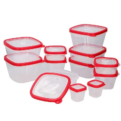 Set Contenitori Alimenti Plastica Quadrati Trasparenti 24pz Tupperware 2 Colori