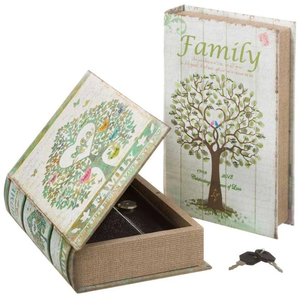 Cassaforte Cassetta Di Sicurezza Finto Libro Albero Family 2 Chiavi 16x24x5cm