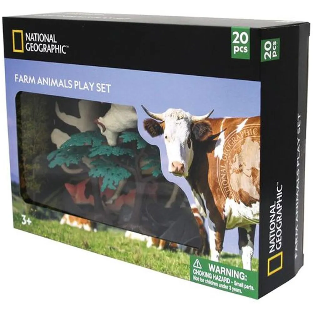 Playset Scatola Animali Fattoria National Geographic Giocattolo Bambini 20pz