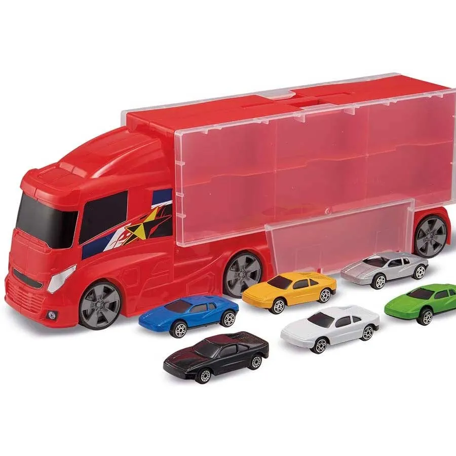 CAMION BISARCA TRASPORTO AUTO TEAMSTERZ 6 AUTO INCLUSE GIOCATTOLO PER BAMBINI