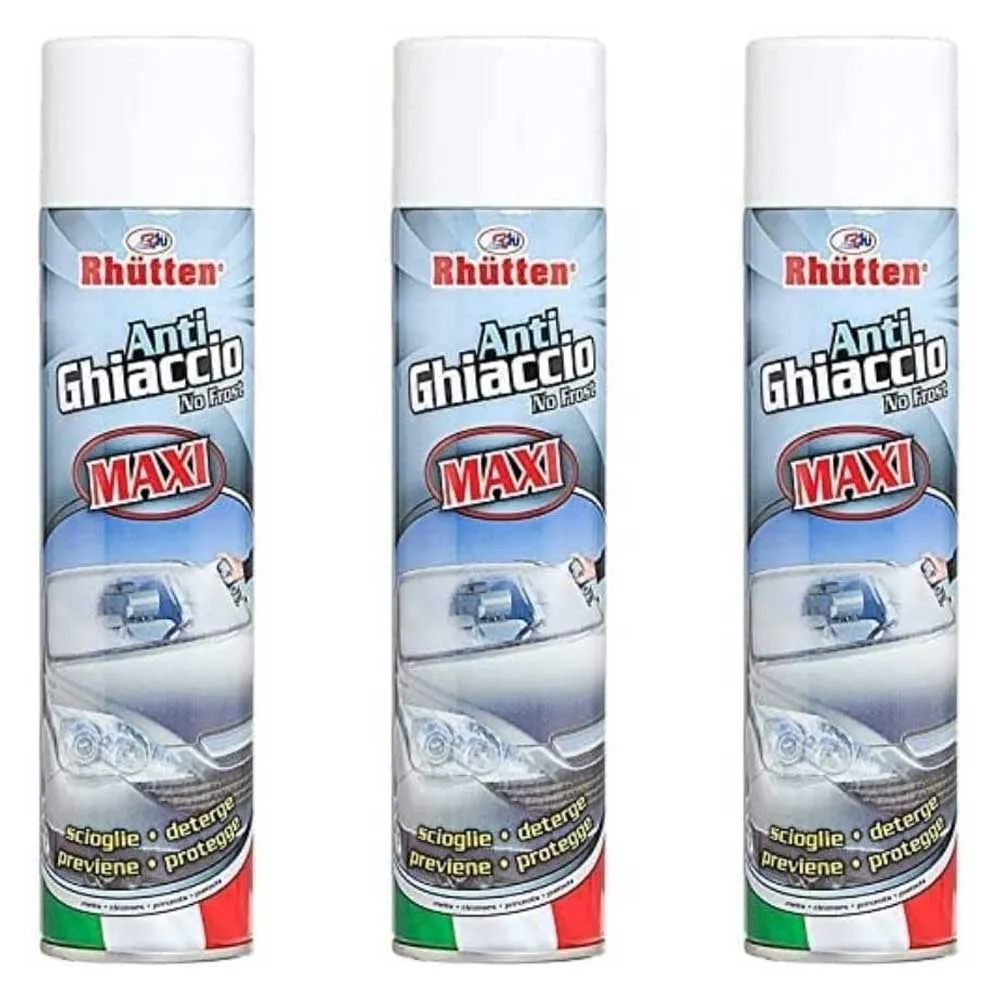 3x Spray Antighiaccio Parabrezza Auto Maxi No Frost Protegge e Scioglie 400ml