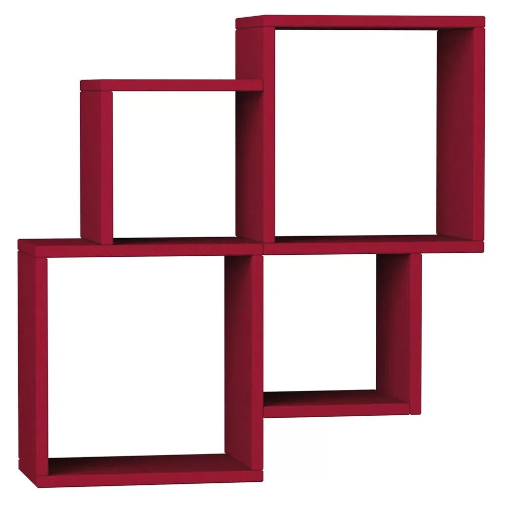 Libreria Scaffale Parete 4 Mensole Ripiani Design Moderno Legno Bordo 100x72cm