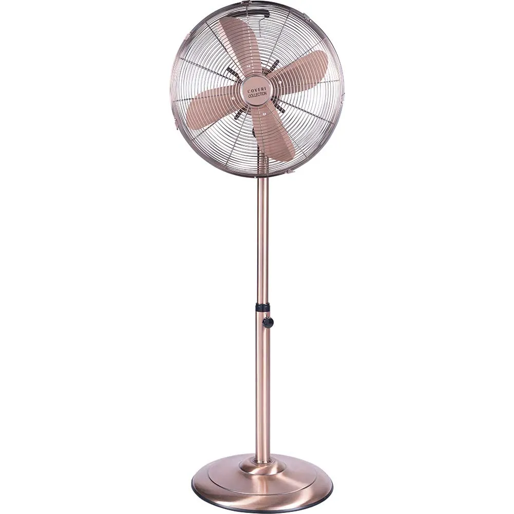 Ventilatore Colonna Piantana Acciaio Inox 50W 40cm 3 Velocita Regolabile Rame