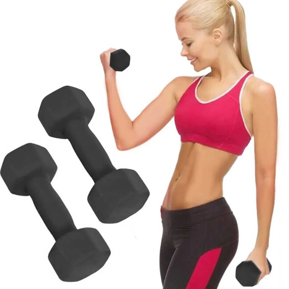 Set 2 Pesi Manubri 3kg Esercizi Fitness Allenamento Palestra Metallo e Neoprene