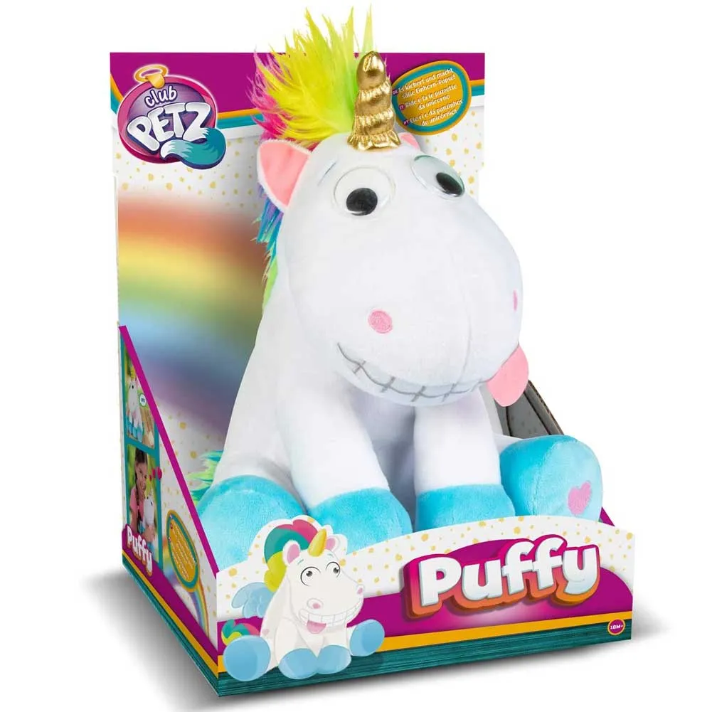 Club Petz Puffy Peluche Unicorno Interattivo Ride Suona Trema e fa le Puzzette