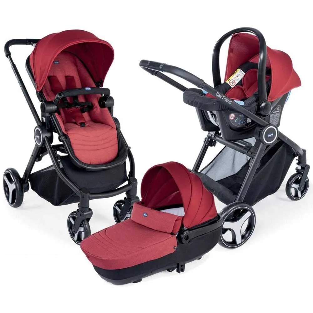 Chicco Passeggino Trio Best Friend Light Navicella Seggiolino Ovetto Auto Rosso