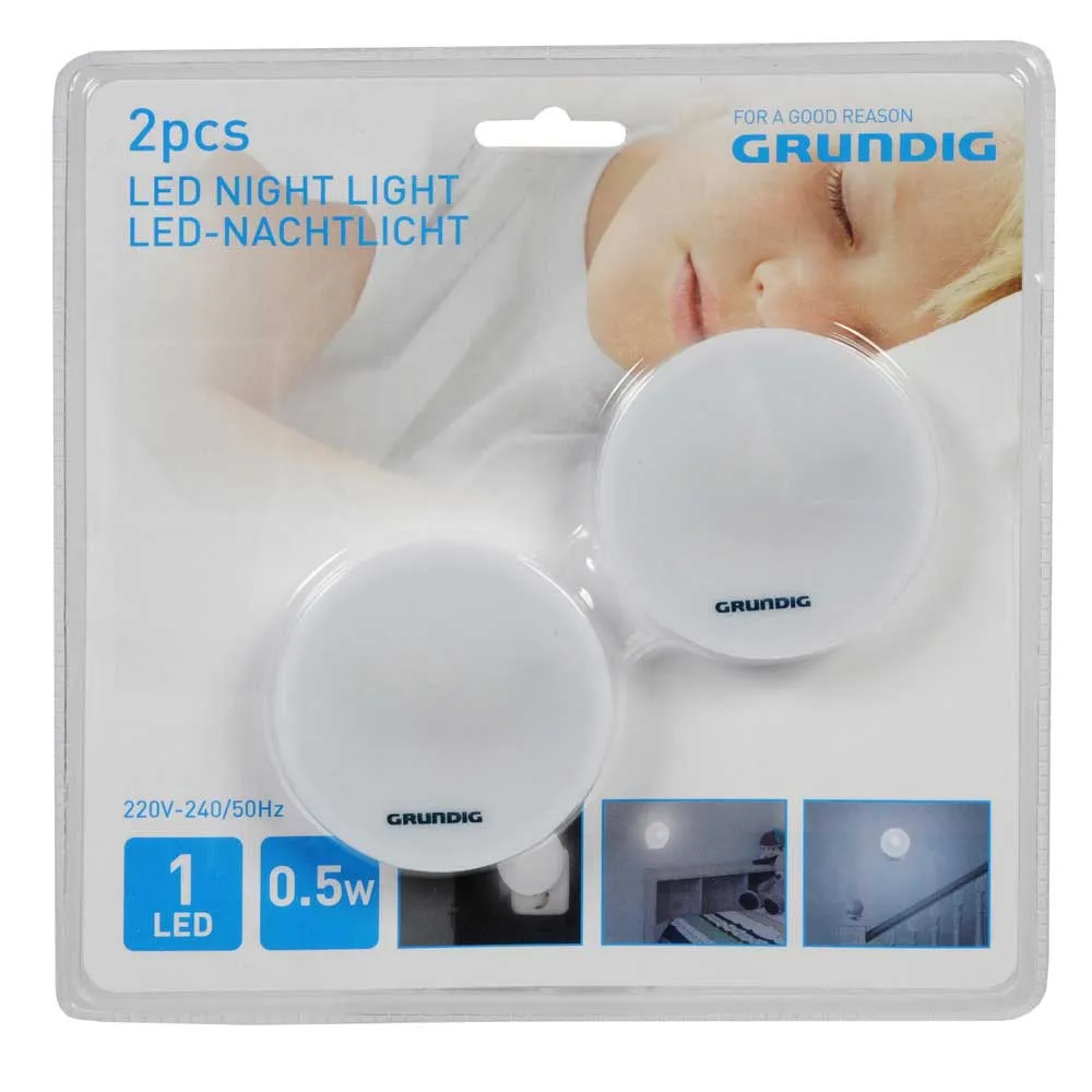 2 Punti Lude Da Notte 1 Led Bianco Freddo Visione Notturna Bambini 230v Grundig