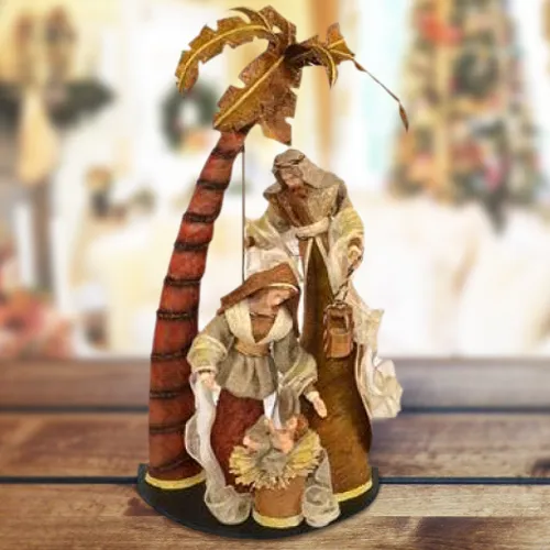 PRESEPE NATIVITA' CON PALMA IN RESINA SCENARIO ALTO 64 CM DECORAZIONI NATALIZIE