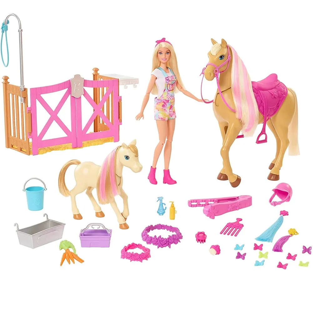 Playset il Ranch di Barbie con Bambola 2 Cavalli e 20 Accessori Giocattolo Bimbi