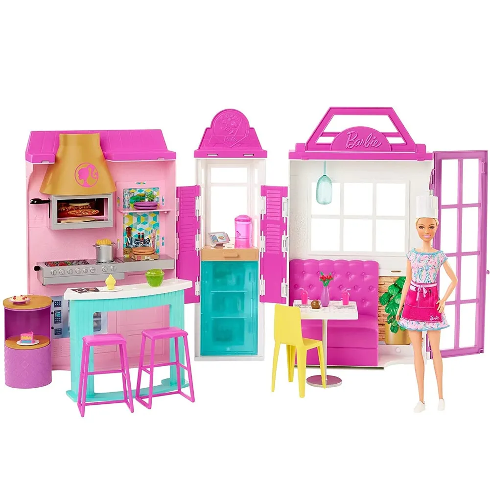 Playset Ristorante di Barbie Richiudibile con Bambola Cucina e Accessori Gioco