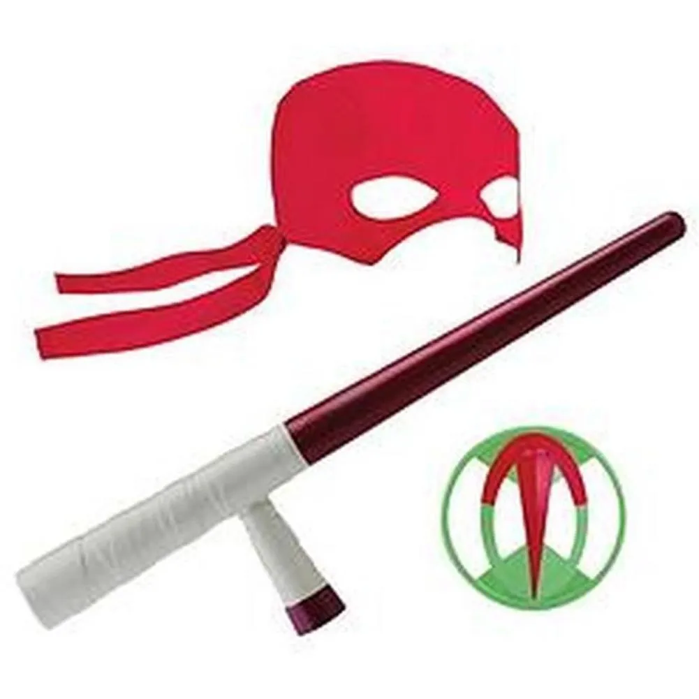 Set Armi Tartarughe Ninja Raffaello Bastone Tonfa e Maschera Giocattolo Bambini