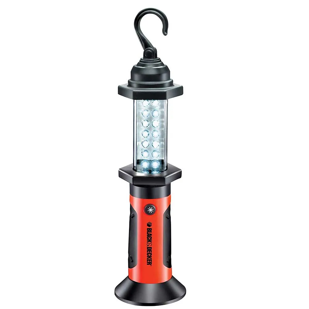 Lampada Emergenza Torcia Luce Ispezione Campeggio Black Decker con Gancio 14 LED