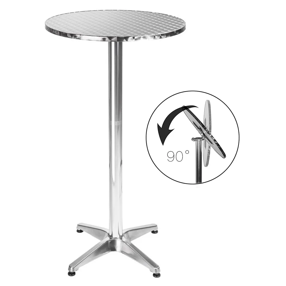 Tavolino Bar Bistrot Alto Pieghevole Alluminio Rotondo 60x110cm Tavolo Esterno