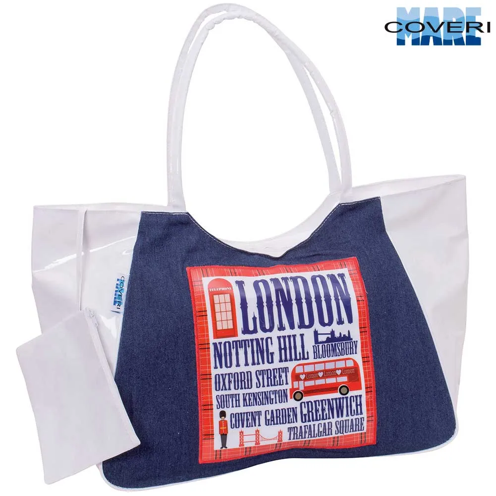 Borsa Mare Spiaggia Con Manici E Borsellino 52 X 40 X 24cm Coveri Jeans