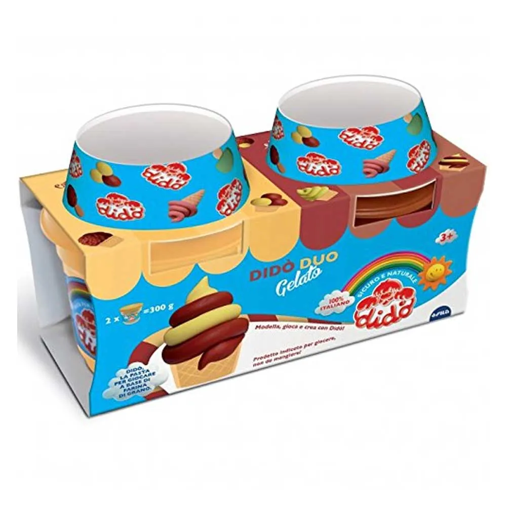 Dido Duo Gelateria con 2 Barattoli Pasta Modellante e Accessori Gioco Plastilina