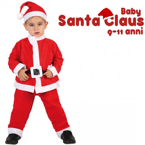 VESTITO NATALIZIO PER BAMBINO 9-11 ANNI COSTUME + CAPPELLO BABBO NATALE ROSSO