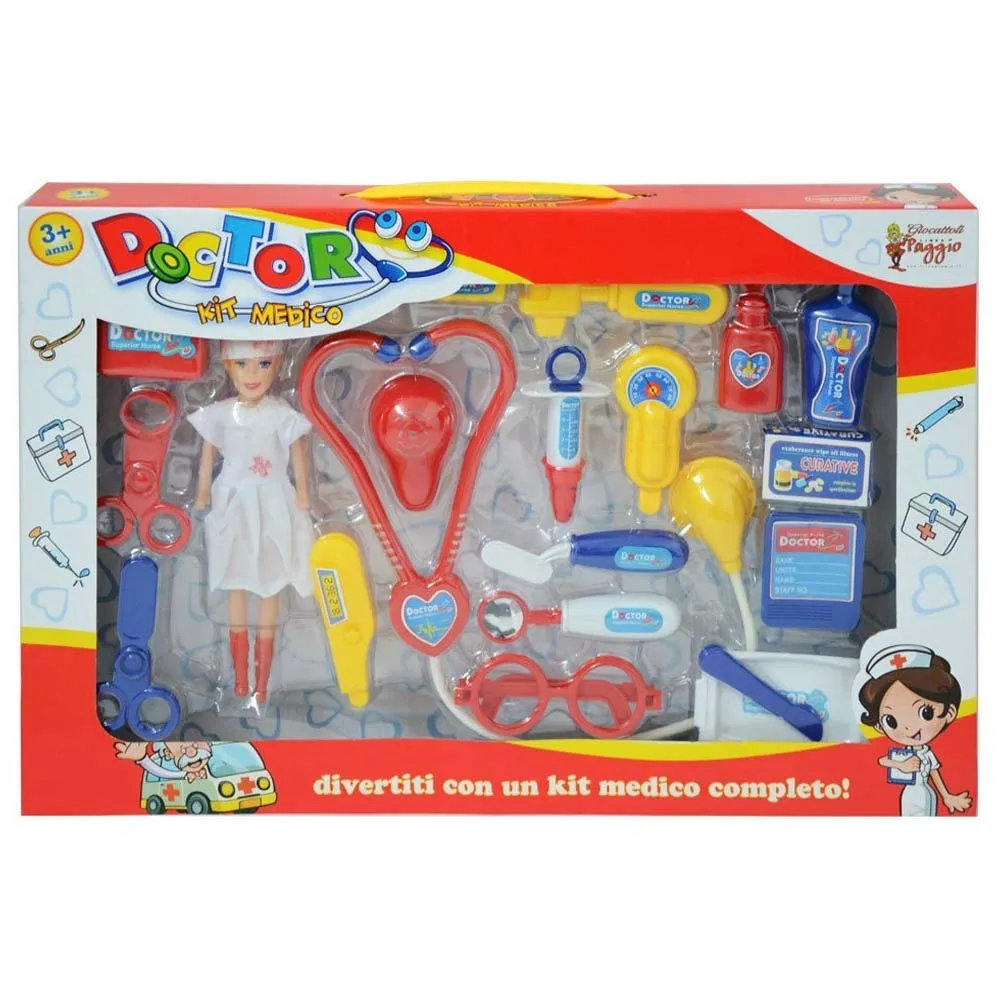 Playset Dottore Per Bambini Con Strumenti Medicali Bambola Infermiera Accessori