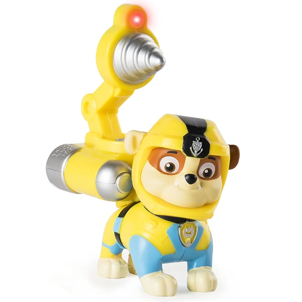 Paw Patrol Deluxe Personaggio Rubble Con Luce LED e Accessori Giocattolo Bambini