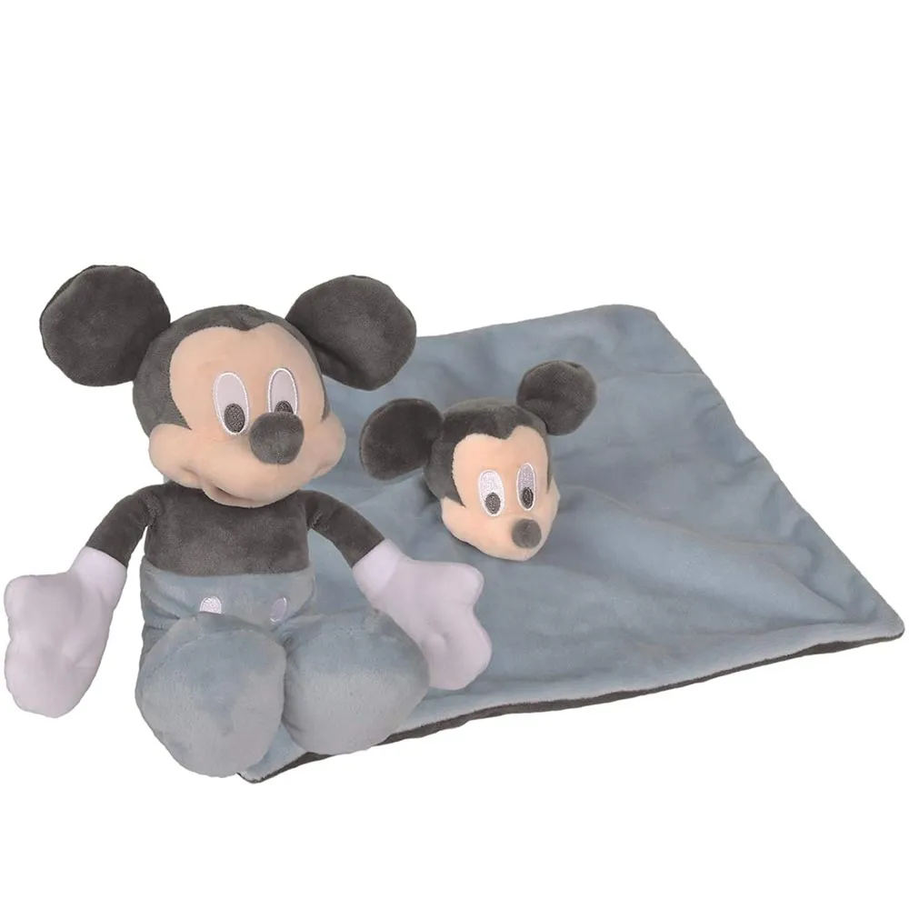 Confezione Regalo Peluche + Doudou Disney Topolino per Neonato inMorbido Tessuto