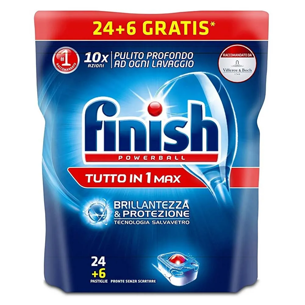 Finish Tutto In Uno Max Regolare Brillantezza e Protezione 24+6 Tabs