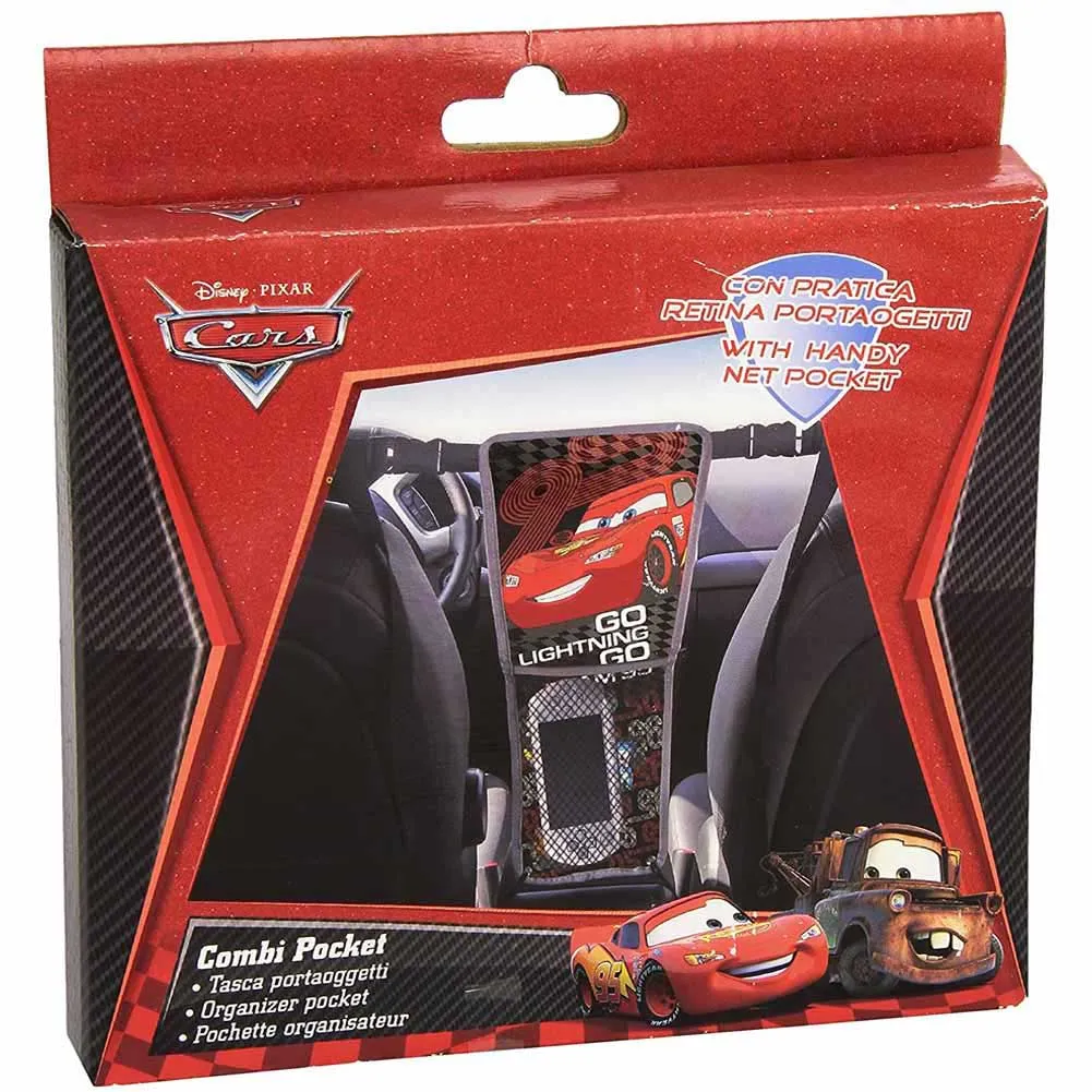 Disney Cars Combi Pocket con Tasca Portaoggetti Accessori Auto Bambini Nero