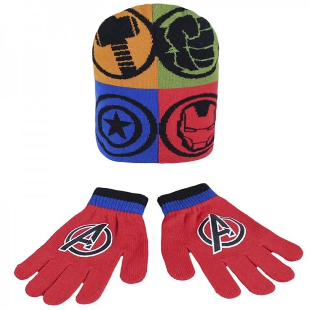 Set Invernale Cappello Guanti Marvel Avengers Bambino Taglia Unica Tessuto Caldo