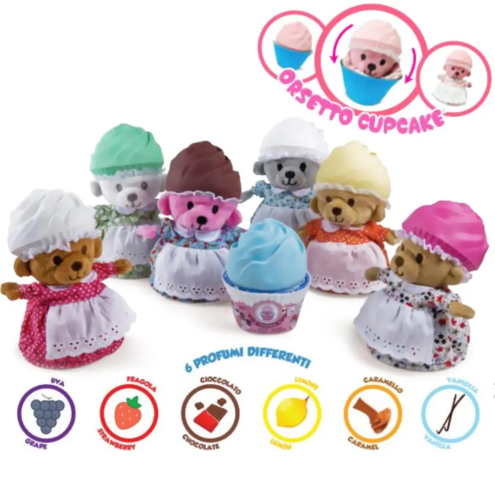 Peluche Orsetti Cupcake Profumati Grandi Giochi 12 Assortiti 6 Profumi Diversi