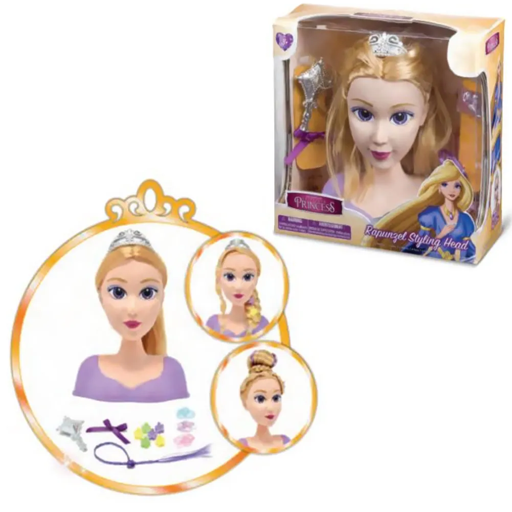 BAMBOLA PRINCESS RAPERONZOLO TESTA DA ACCONCIARE CON ACCESSORI GRANDI GIOCHI 3+