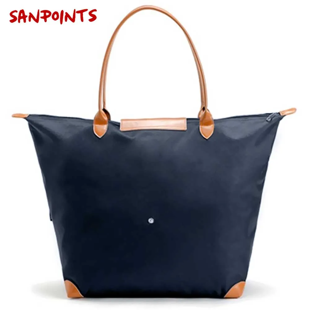 Borsa Pieghevole In Tessuto Blu Navy Con Manici Biscotto Misure 57x35.5x21.5 Cm