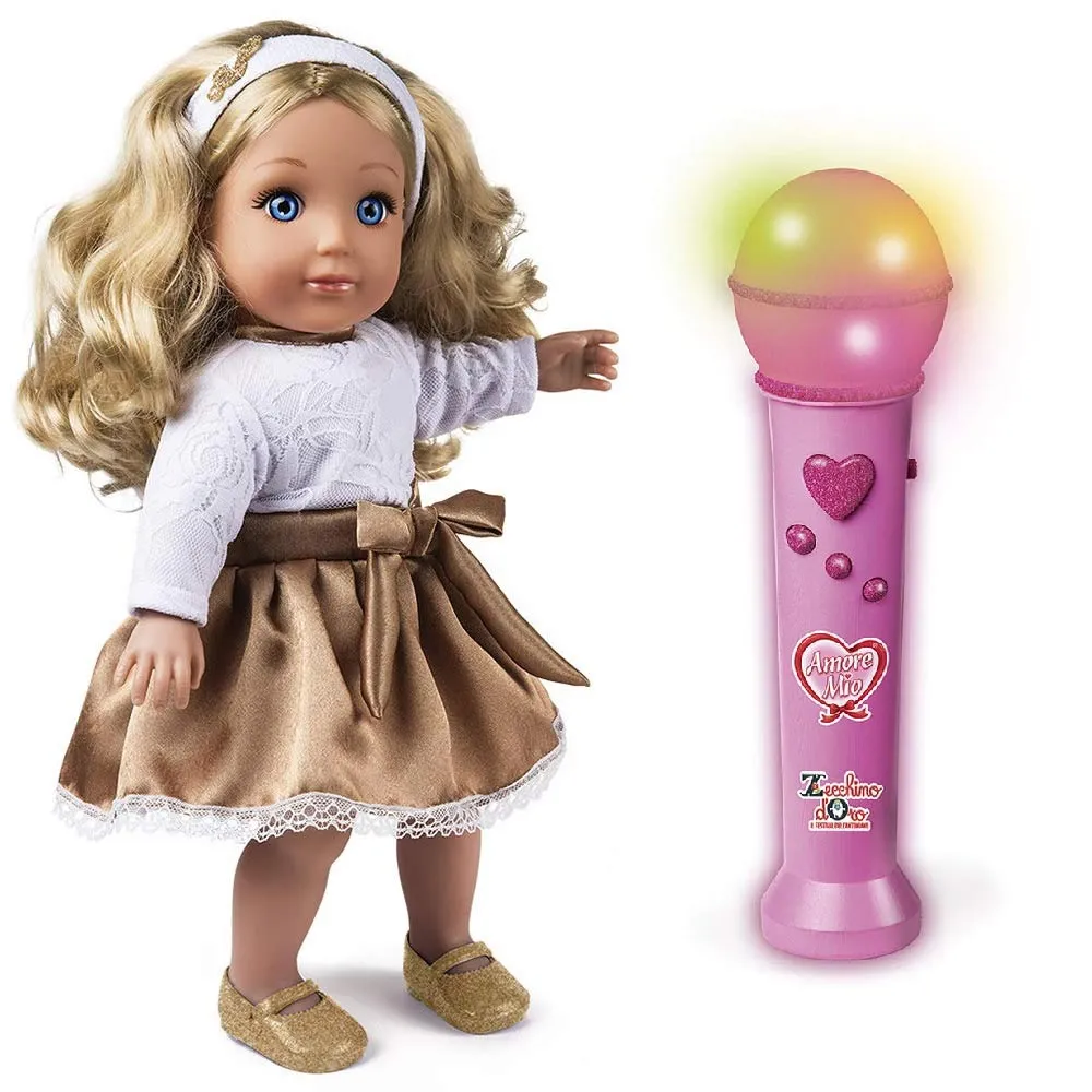 Bambola Amore Mio Zecchino D'oro con Microfono Bambini Luci Suoni e Testi Canzon