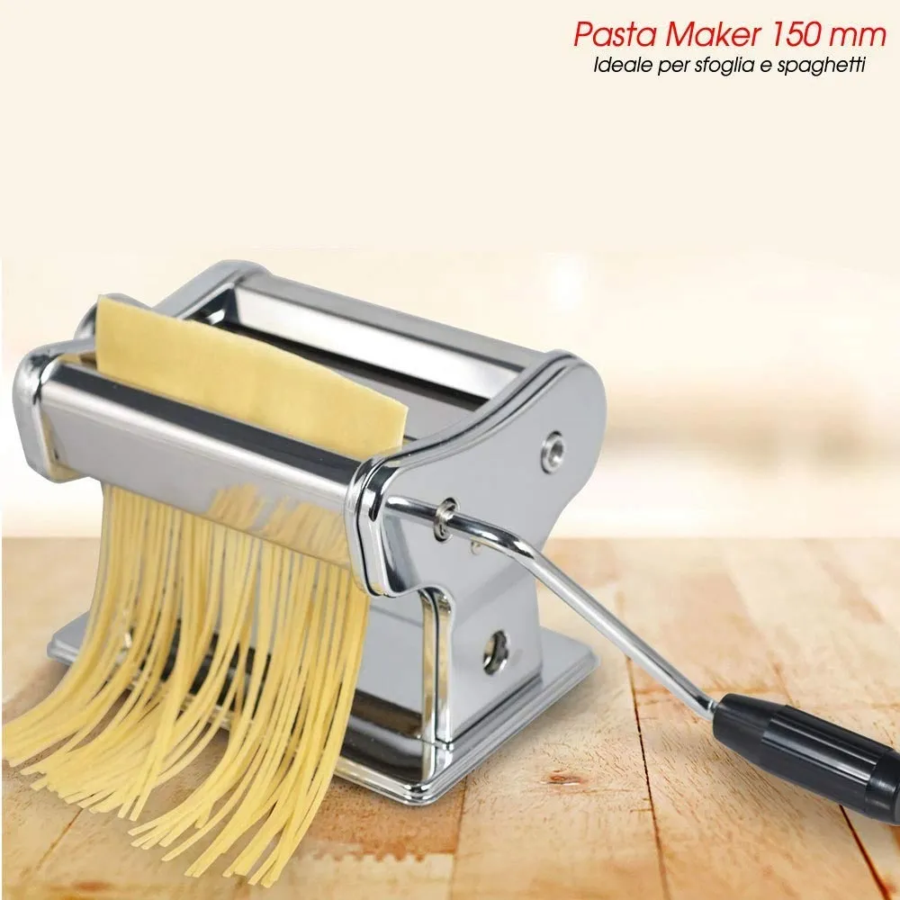 Macchina Pasta Fresca Manuale Cucina Stendi Impasto Acciaio Inox Rullo 150mm