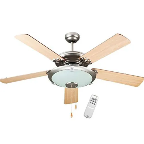 Ventilatore a Soffitto Parete 5 Pale Legno con Telecomando Luce 60 W 3 Velocita