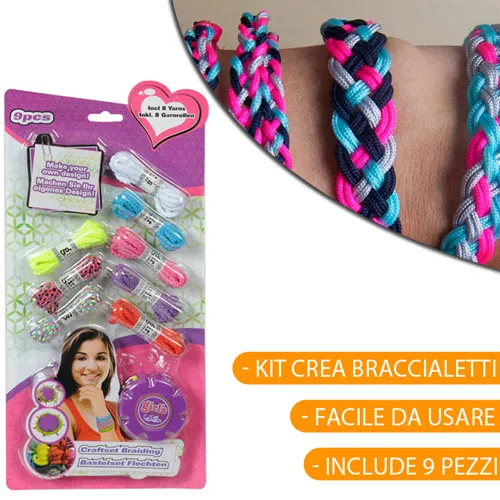 Kit Braccialetti Intrecciati 9 Pezzi Bracciali 10x6x3 Scuola Regalo Eddy Toys