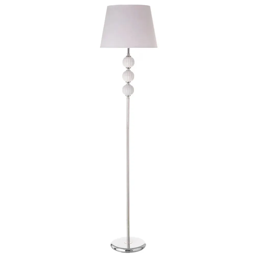 Lampada Piantana da Terra in Metallo Ceramica eTessuto Bianco Design Moderno