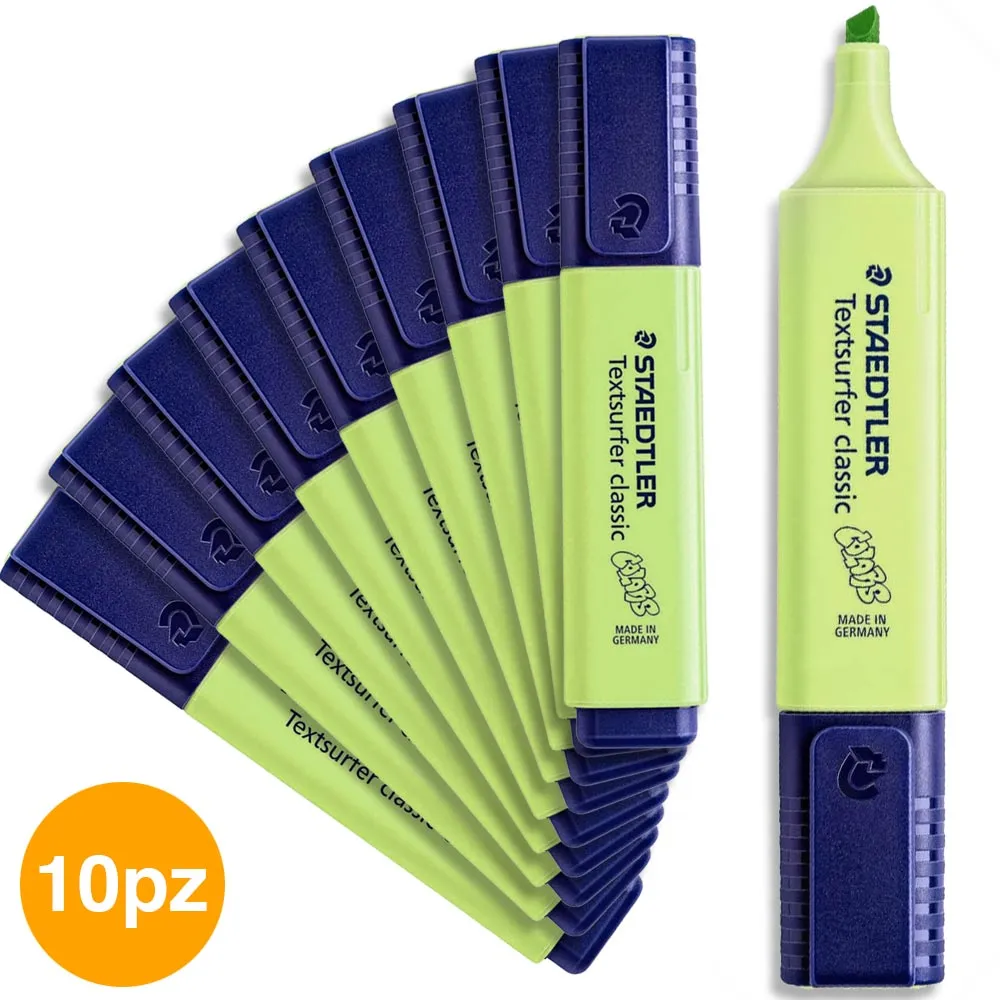 Set 10 Evidenziatori Staedtler Pennarello Evidenziatore Verde Chiaro 10pz