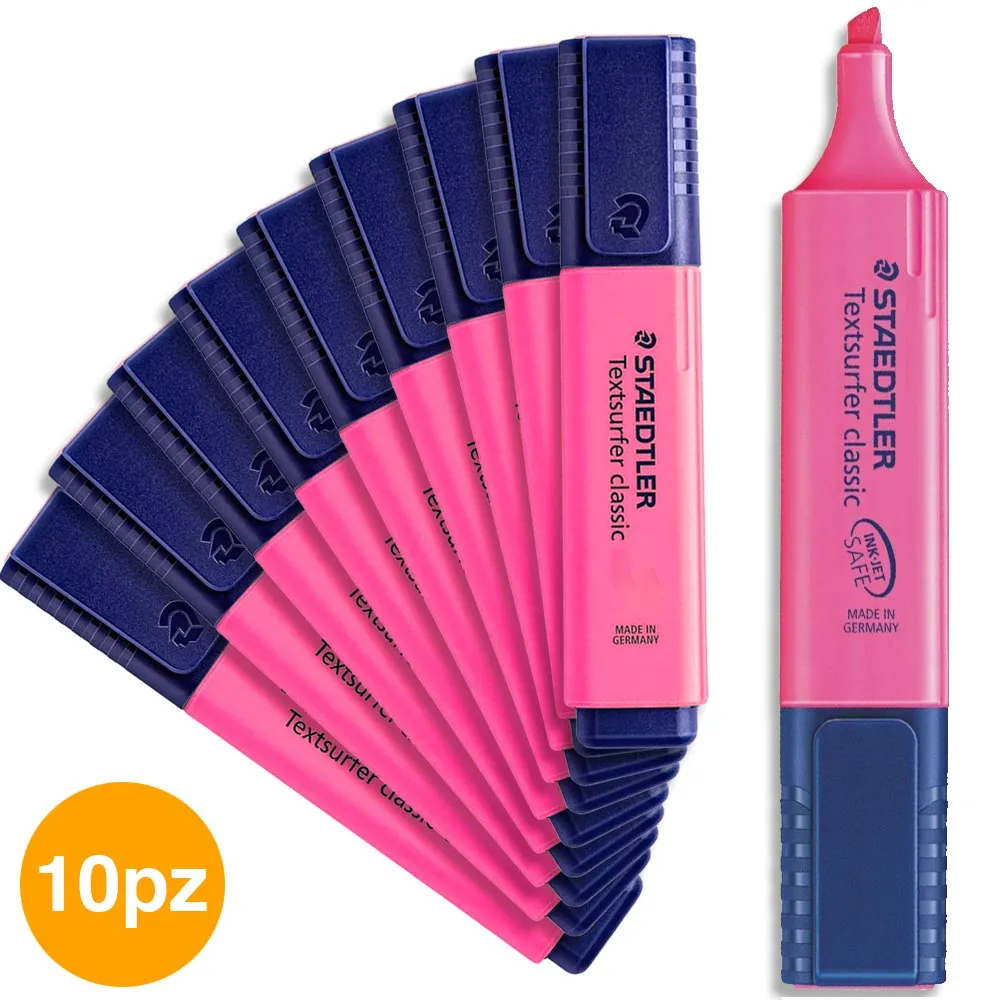 Set 10 Evidenziatori Staedtler Pennarello Evidenziatore Rosa Fuxia Fluo 10pz