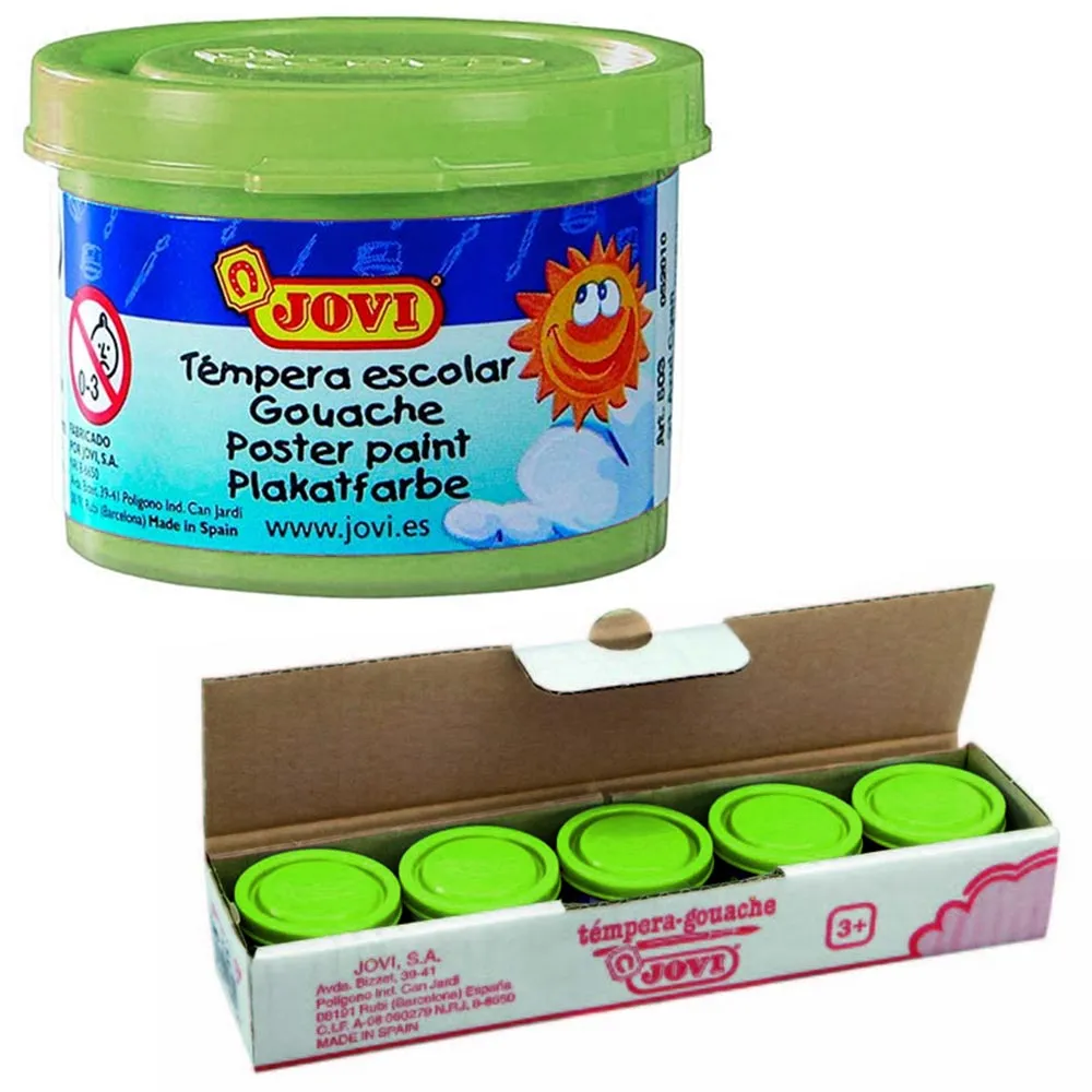 Set 5pz Barattolini Tempera Pittura Disegno per Bambini Verde Barattolo 35ml