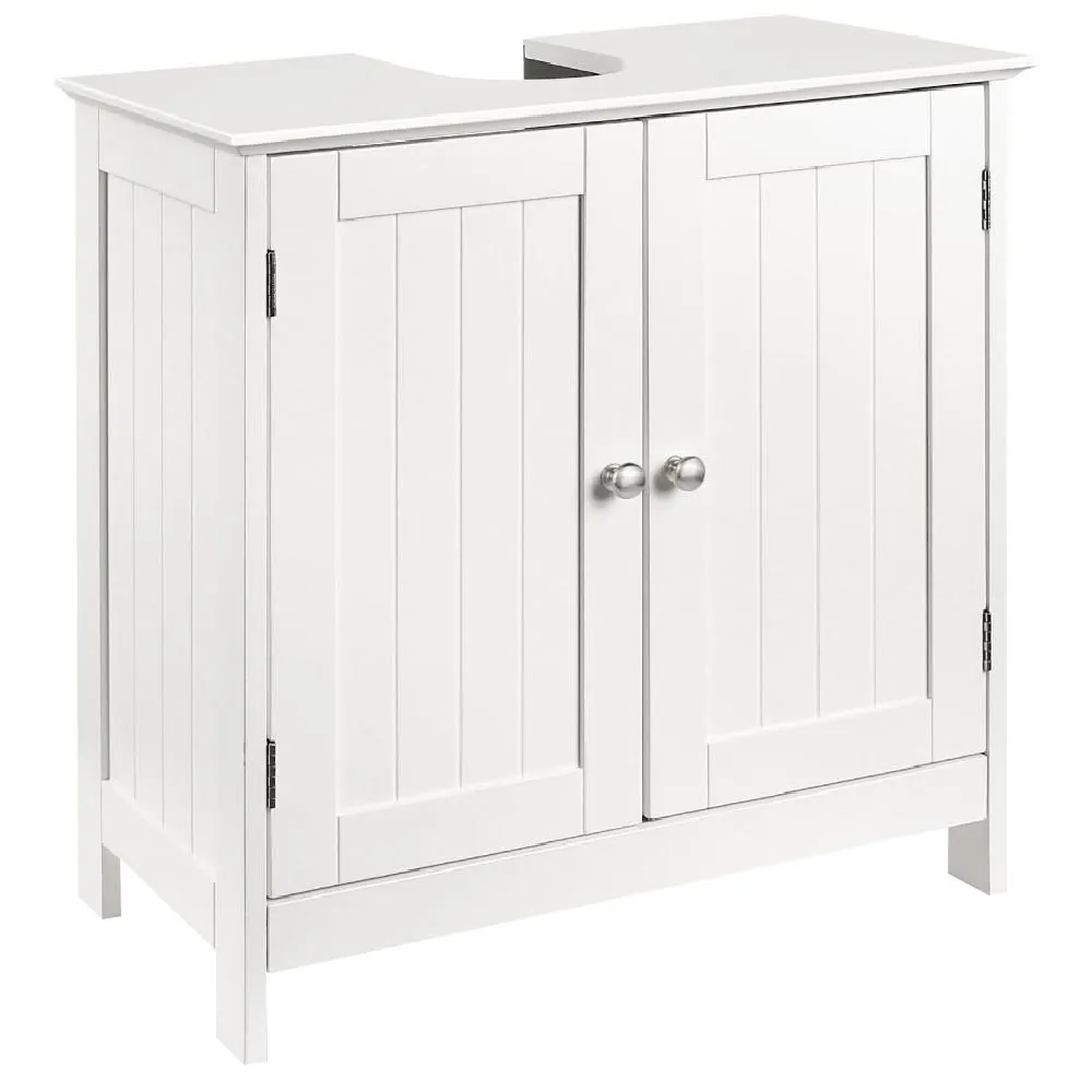 Mobile Bagno Sotto Lavabo Legno MDF Armadietto Mobiletto 2 Ante 60x30 cm Bianco