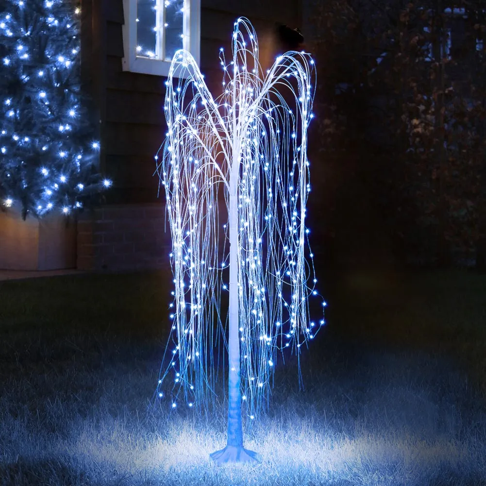 Albero di Natale Pendente Luminoso 150cm con 216 Luci LED Bianco Freddo Esterno