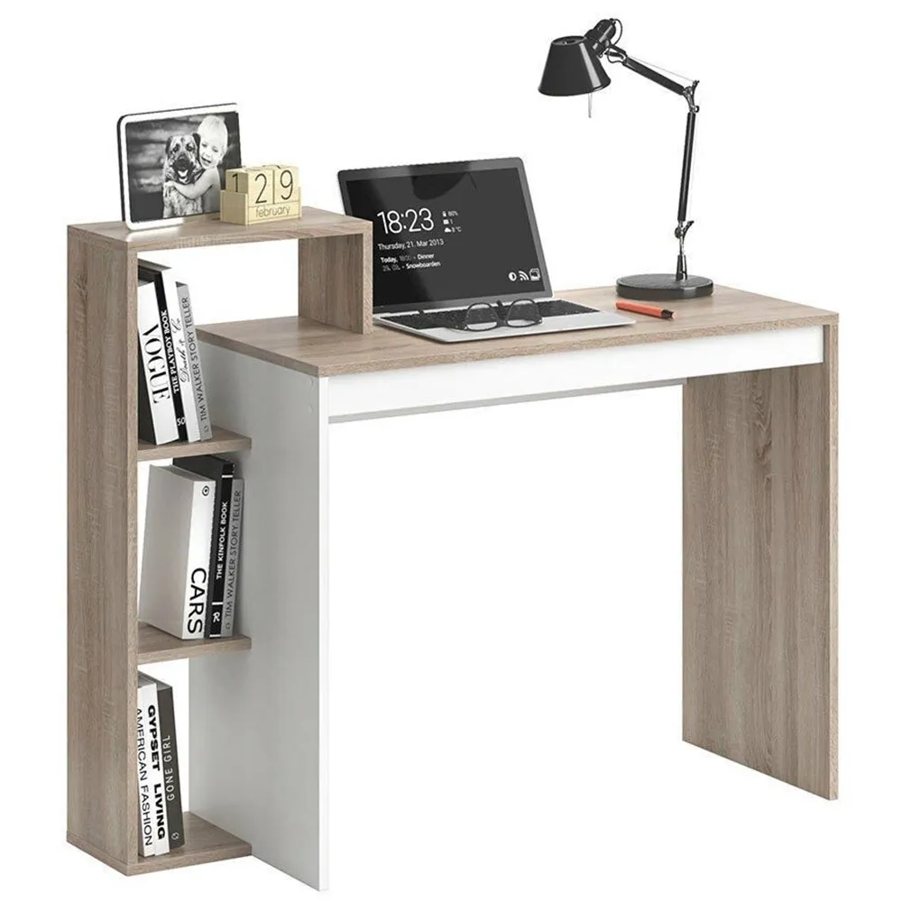 Scrivania con Libreria 4 Ripiani Tavolo Porta Pc Computer in Legno Casa Ufficio