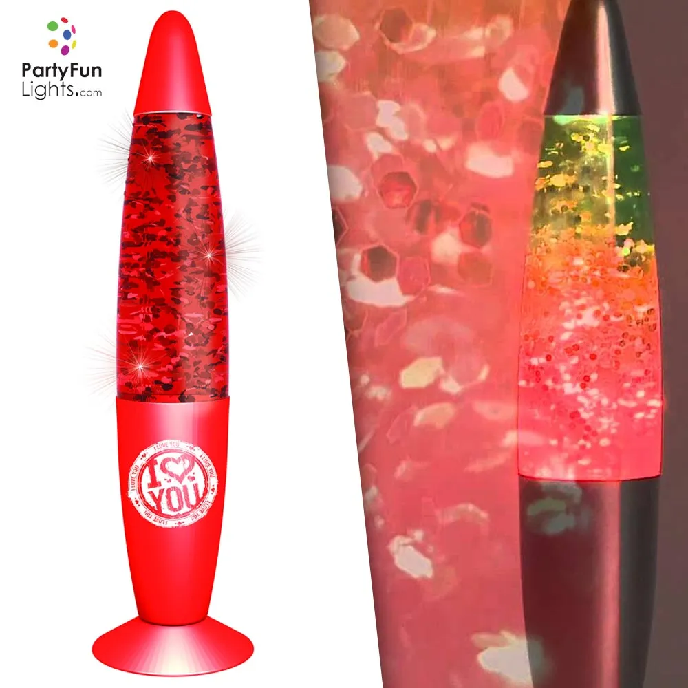 Lampada Glitter I LOVE YOU Luce a LED 220V 20W Rosso Party Fun Lights